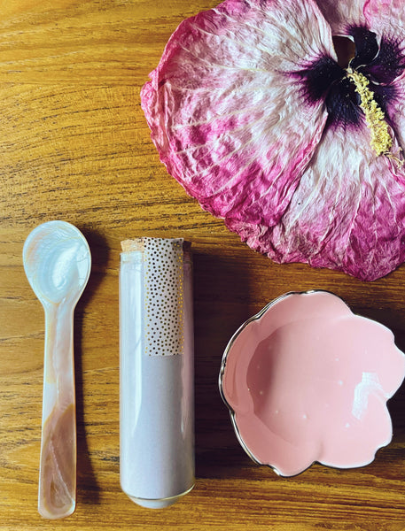 Freya’s Blush Mask. Hibiscus, Orchid, & Purple Clay.