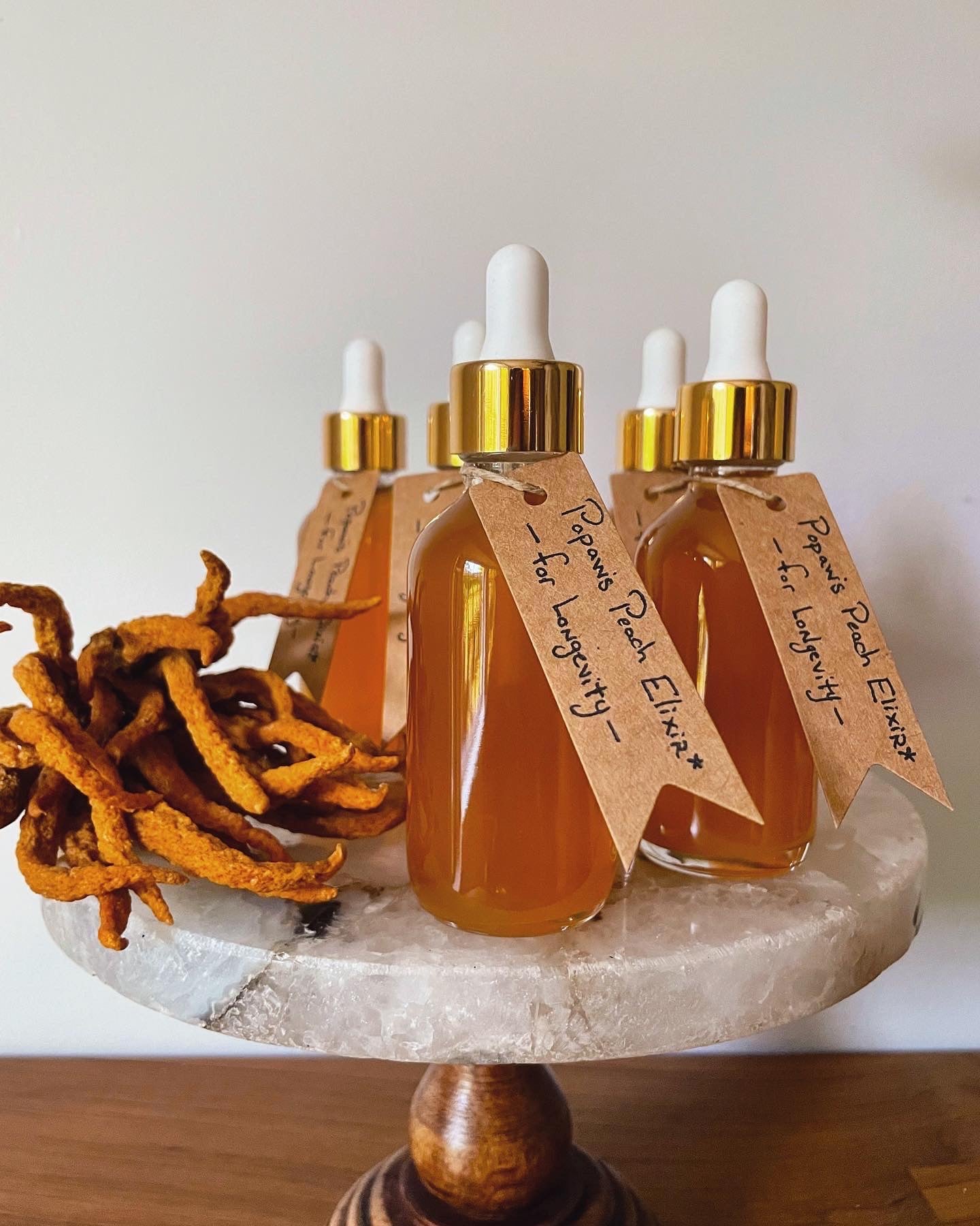 Popaw’s Peach Elixir. Gentleness, Longevity, & Protection.